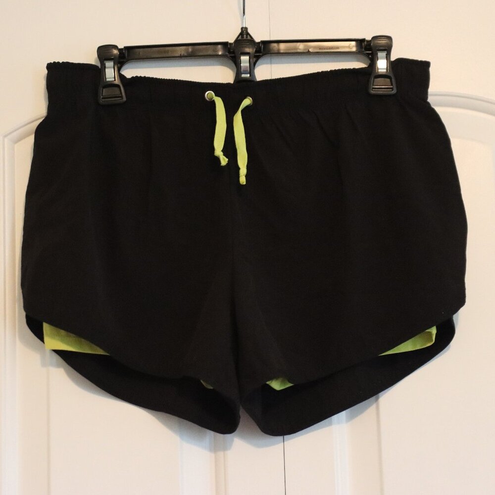 Poof Work It Running Short Black and Yellow Size Small Split Side Attached Short